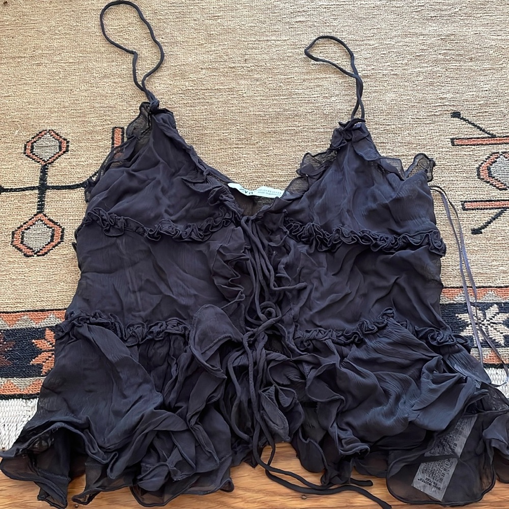 Zara sheer black tank